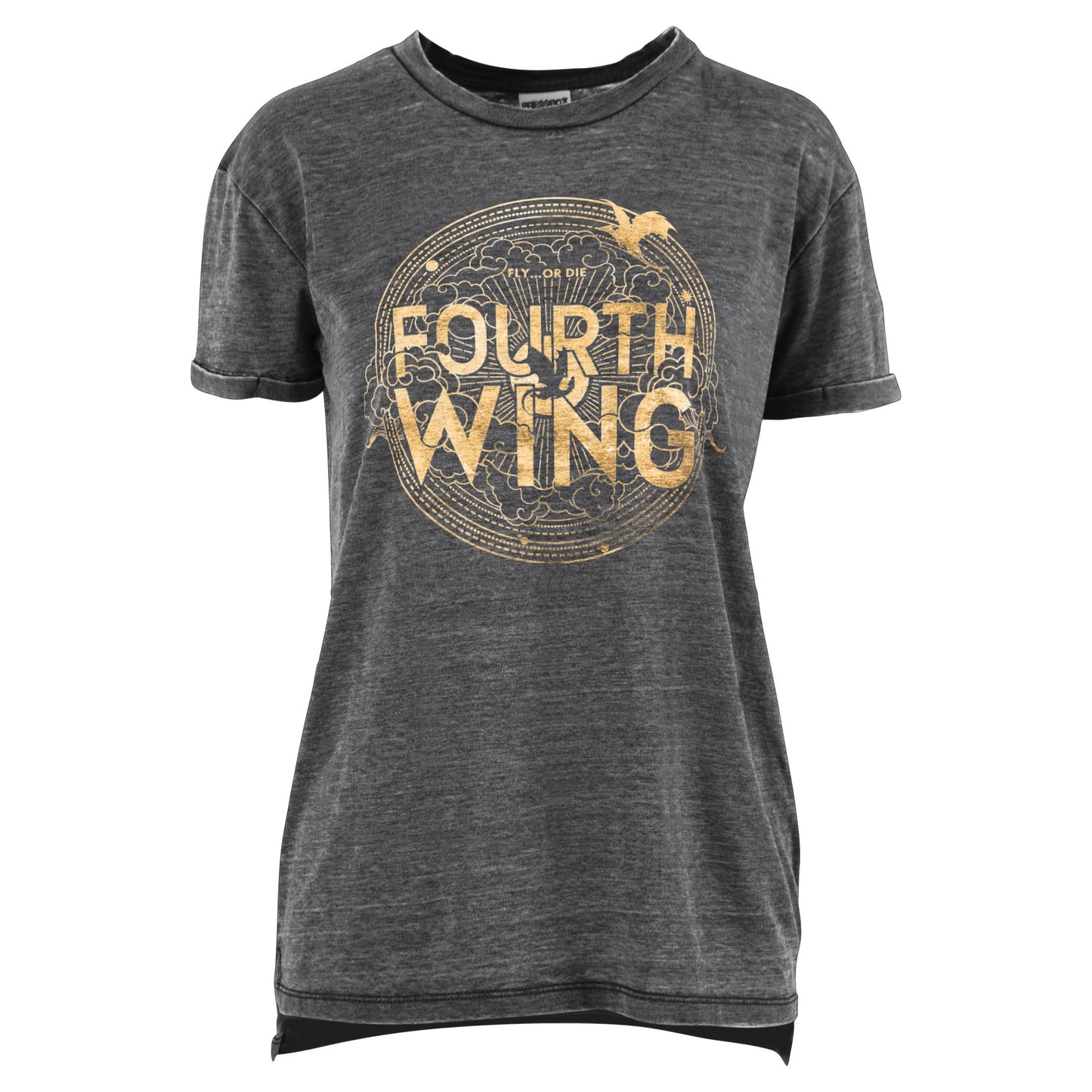 Fourth Wing Metallic Cover Logo Vintage Wash Top